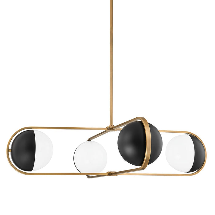 Troy Lighting F9942-PBR/SBK Four Light Chandelier, Patina Brass