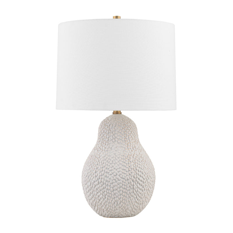 Troy Lighting PTL2525-PBR/CSD One Light Table Lamp, Patina Brass/Ceramic Satin White Gold
