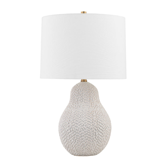 Troy Lighting PTL2525-PBR/CSD One Light Table Lamp, Patina Brass/Ceramic Satin White Gold
