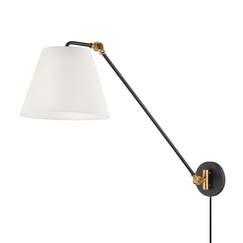 Troy Lighting PTL2627-PBR/TBK One Light Wall Sconce, Patina Brass/Textured Black