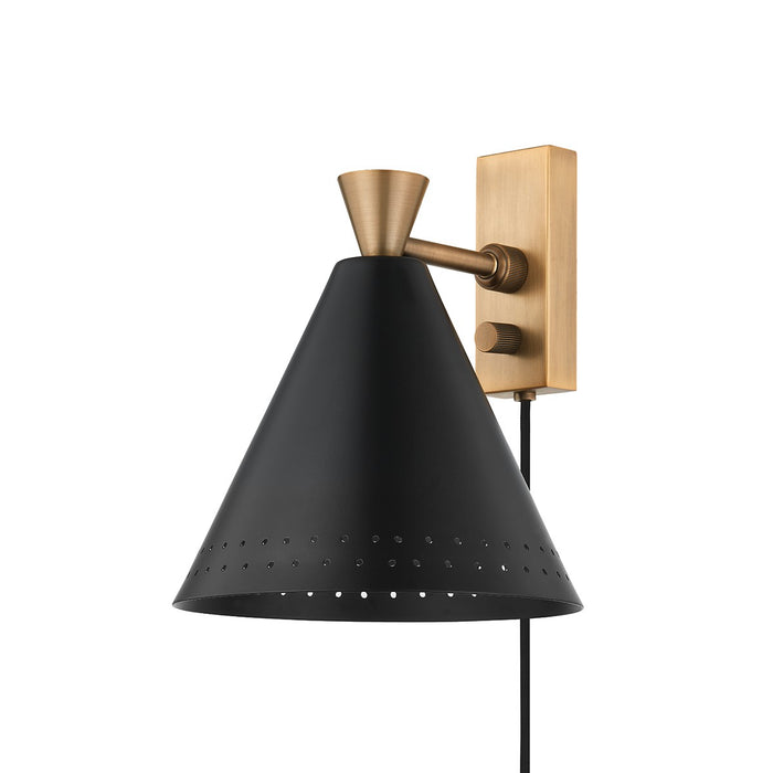 Troy Lighting PTL3010-PBR/SBK One Light Wall Sconce, Patina Brass