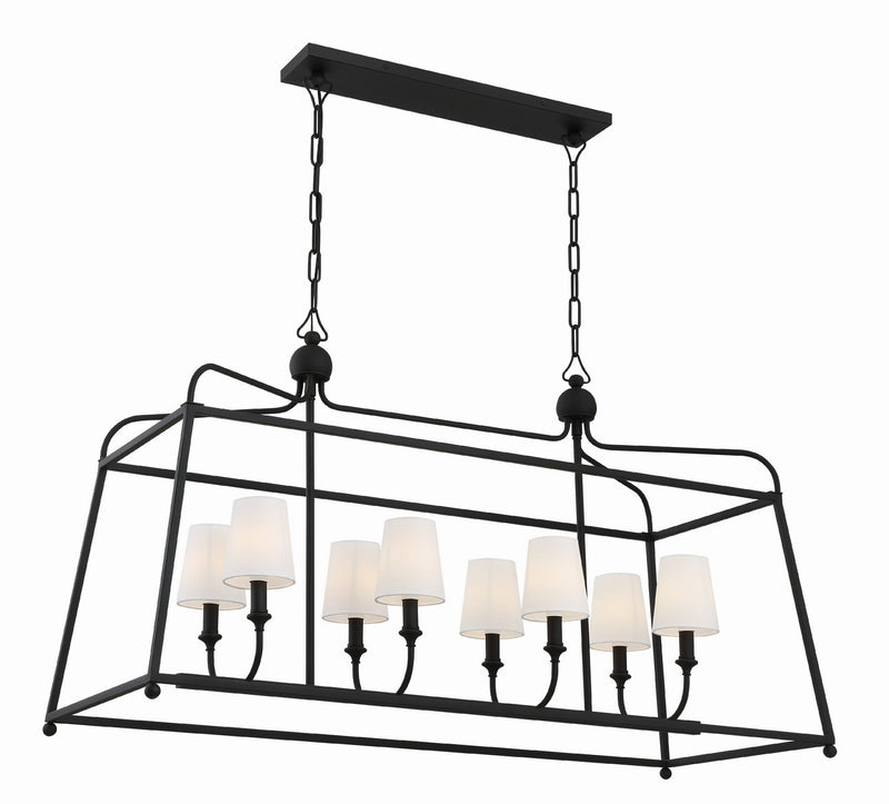 Crystorama 2249-BF Eight Light Chandelier, Black Forged