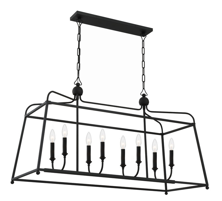 Crystorama 2249-BF_NOSHADE Eight Light Chandelier, Black Forged