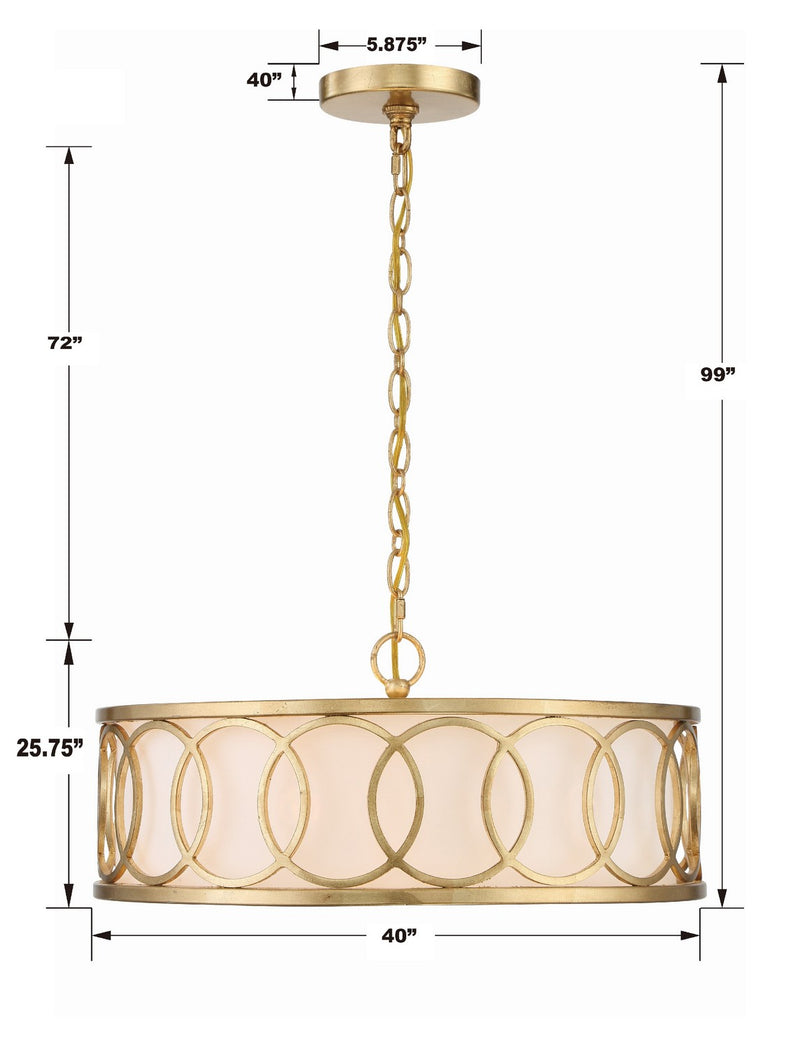 Crystorama 287-GA Six Light Chandelier, Antique Gold