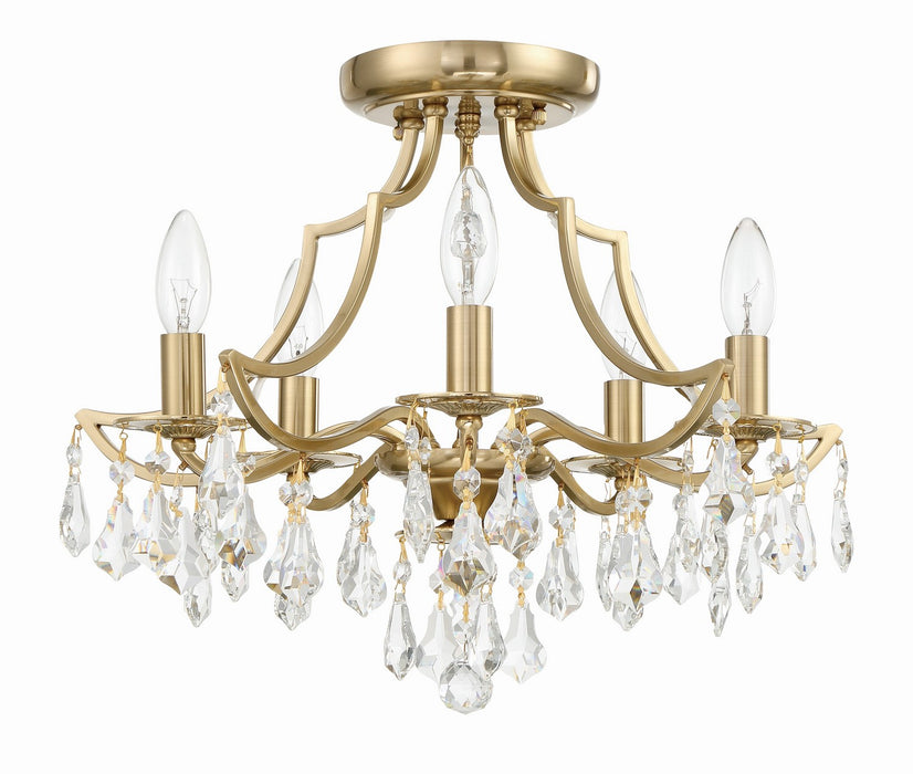Crystorama 5930-VG-CL-MWP Five Light Semi Flush Mount, Vibrant Gold
