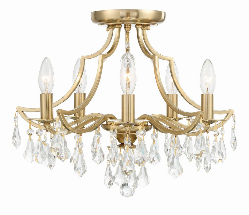 Crystorama 5930-VG-CL-MWP Five Light Semi Flush Mount, Vibrant Gold