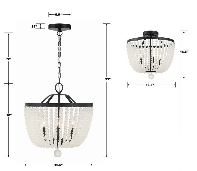 Crystorama 604-MK-FR_CEILING Four Light Semi Flush Mount, Matte Black