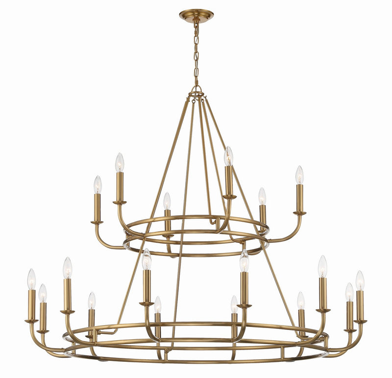 Crystorama BAI-A2109-AG 18 Light Chandelier, Aged Brass
