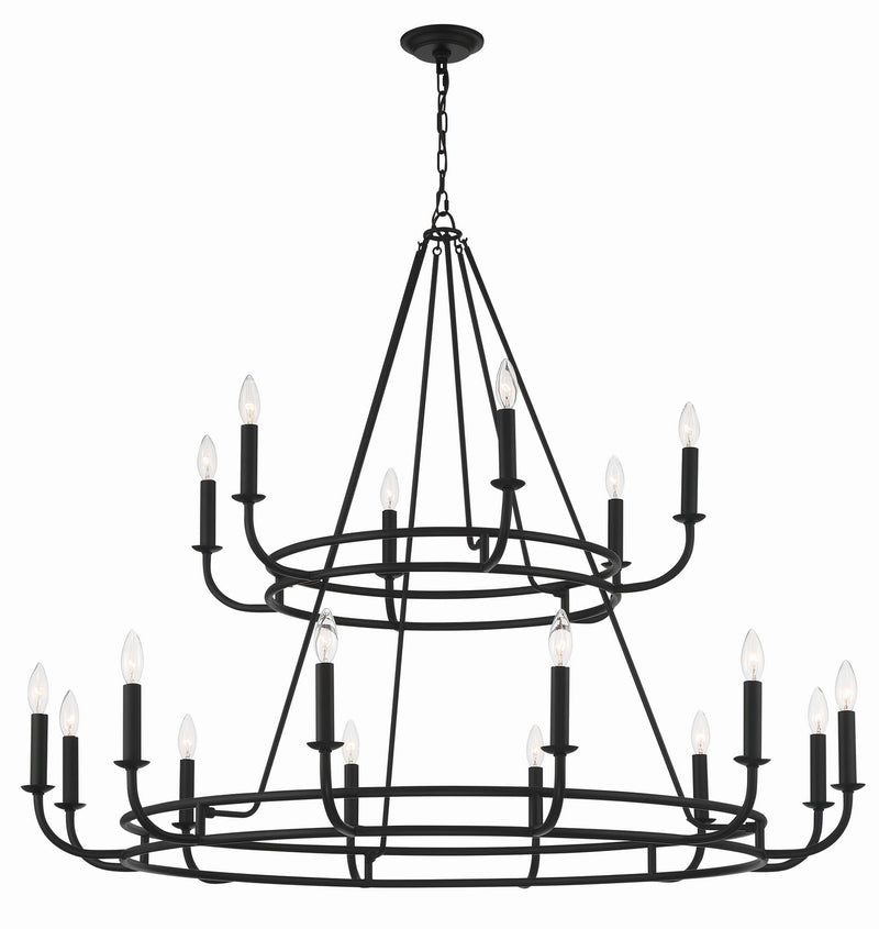 Crystorama BAI-A2109-MK 18 Light Chandelier, Matte Black