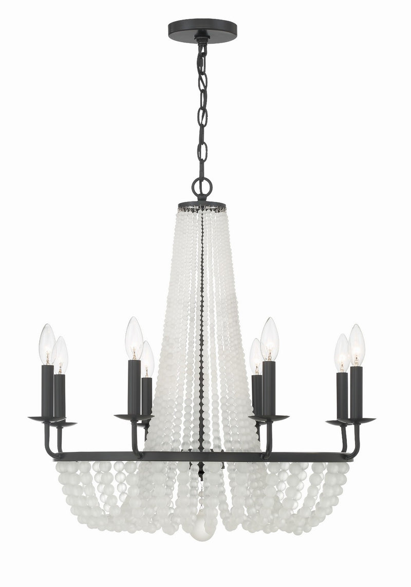 Crystorama BLA-10668-MK Eight Light Chandelier, Matte Black