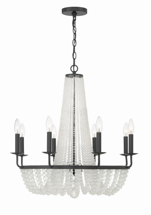 Crystorama BLA-10668-MK Eight Light Chandelier, Matte Black