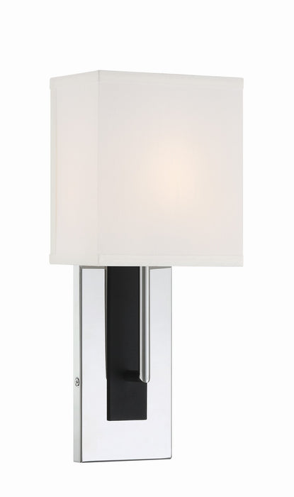 Crystorama BRE-A3631-PN-BF One Light Wall Sconce, Polished Nickel + Black Forged