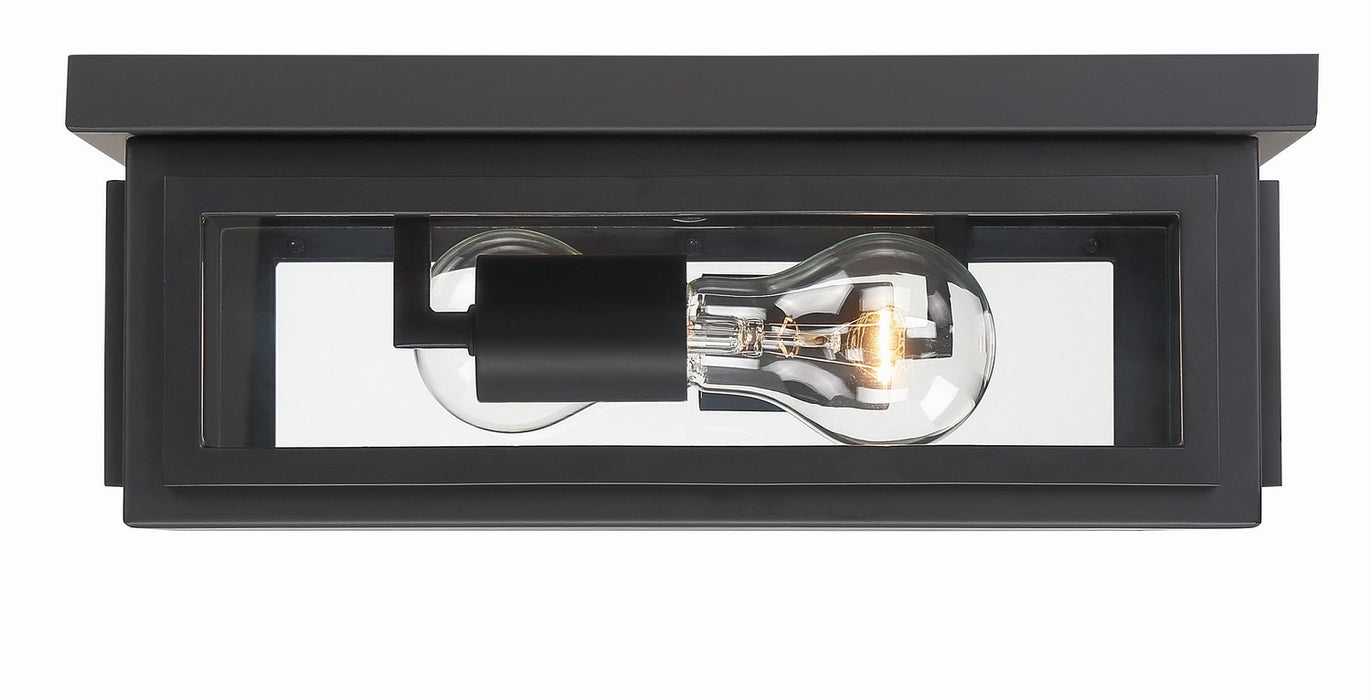 Crystorama BYR-80100-MK Two Light Outdoor Flush Mount, Matte Black
