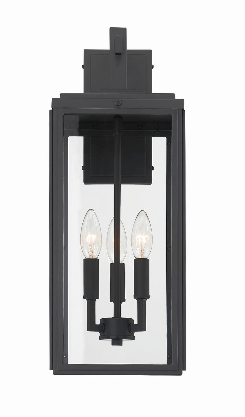 Crystorama BYR-80103-MK Three Light Outdoor Wall Sconce, Matte Black
