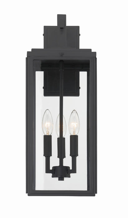 Crystorama BYR-80103-MK Three Light Outdoor Wall Sconce, Matte Black