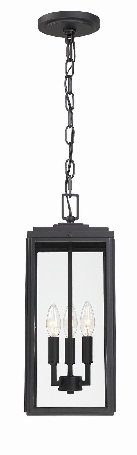 Crystorama BYR-80105-MK Three Light Outdoor Pendant, Matte Black