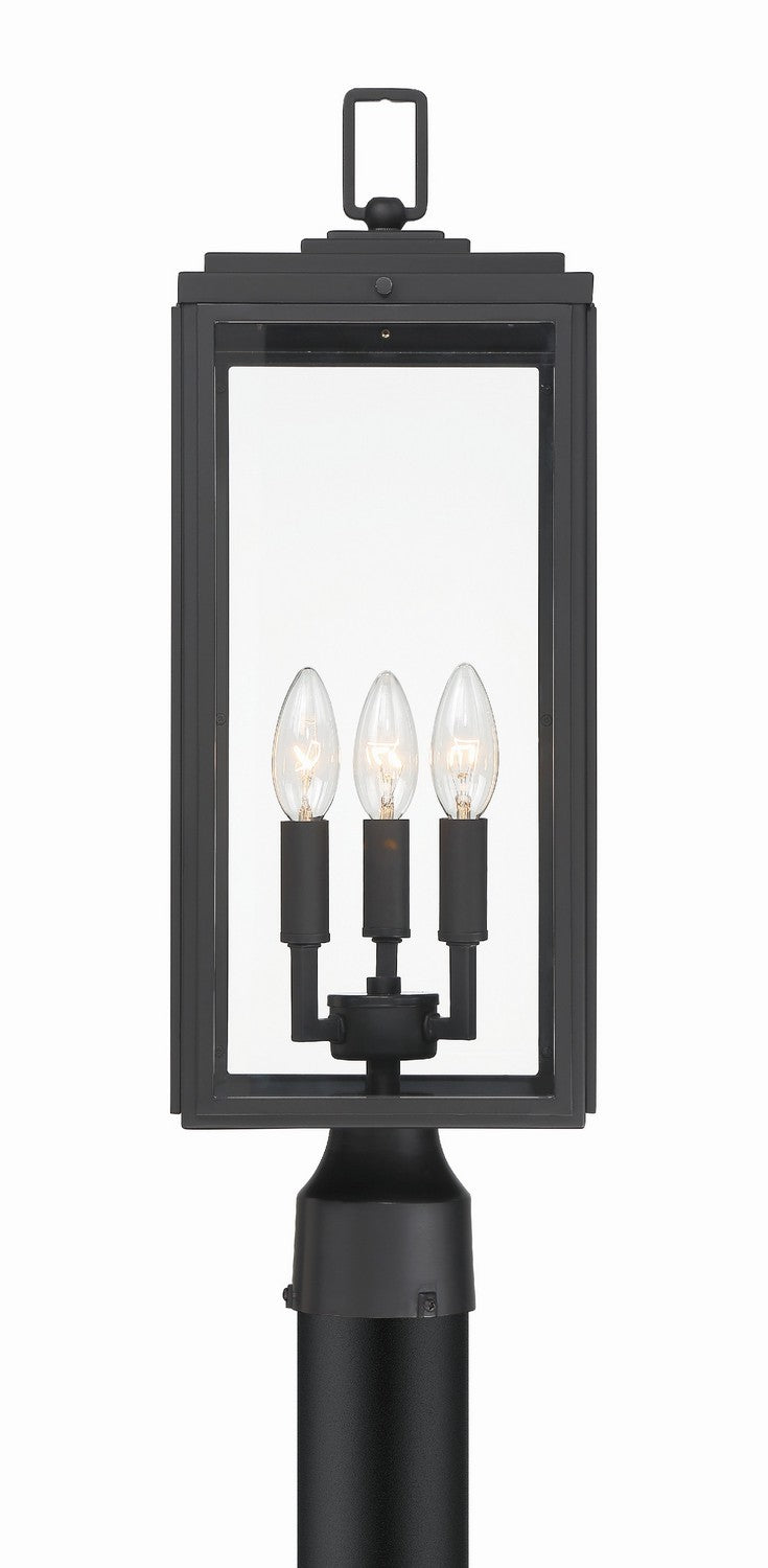 Crystorama BYR-80109-MK Three Light Outdoor Post Mount, Matte Black