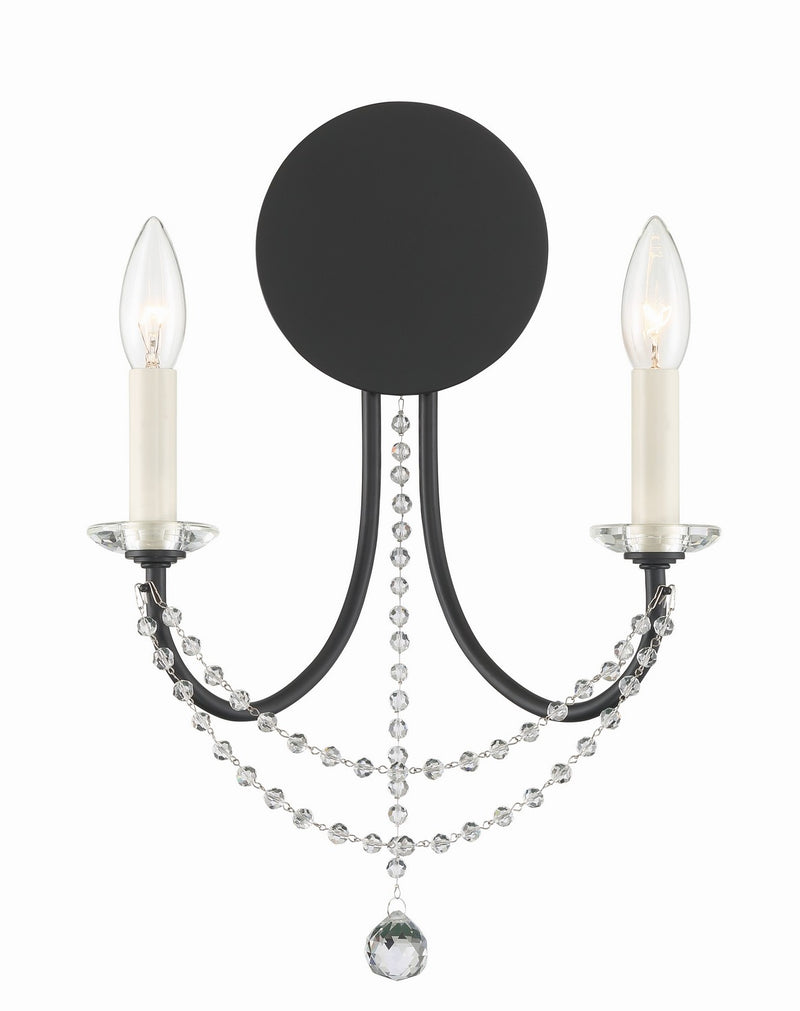 Crystorama DEL-90802-MK Two Light Wall Sconce, Matte Black