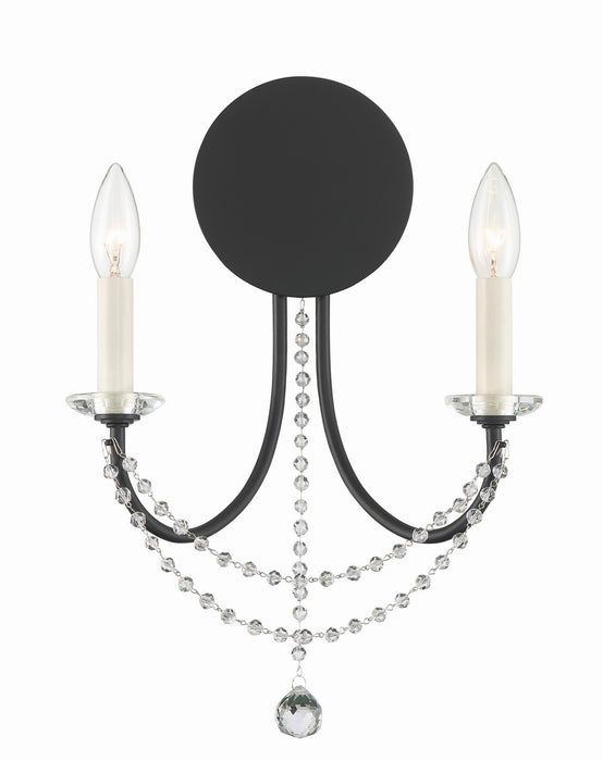 Crystorama DEL-90802-MK Two Light Wall Sconce, Matte Black