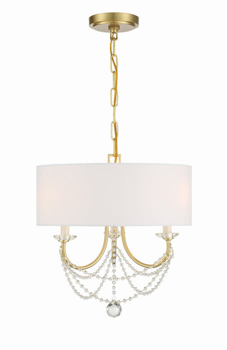 Crystorama DEL-90803-AG Three Light Mini Chandelier, Aged Brass