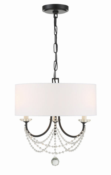 Crystorama DEL-90803-MK Three Light Mini Chandelier, Matte Black