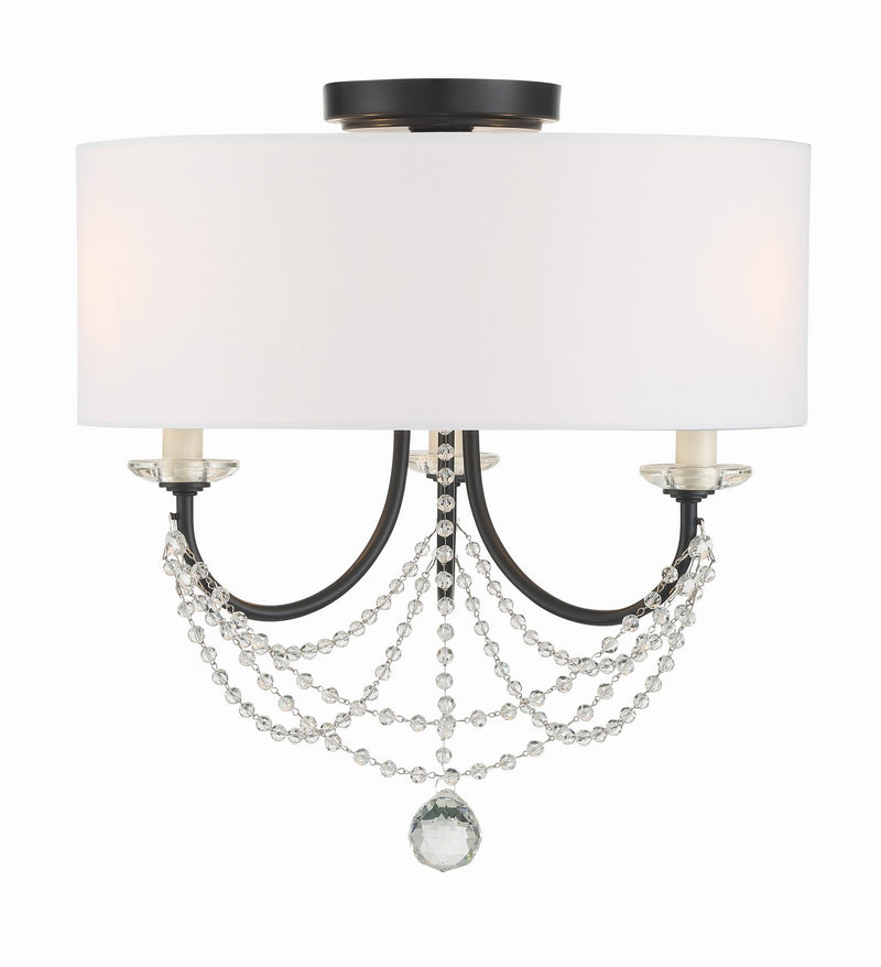 Crystorama DEL-90803-MK_CEILING Three Light Semi Flush Mount, Matte Black