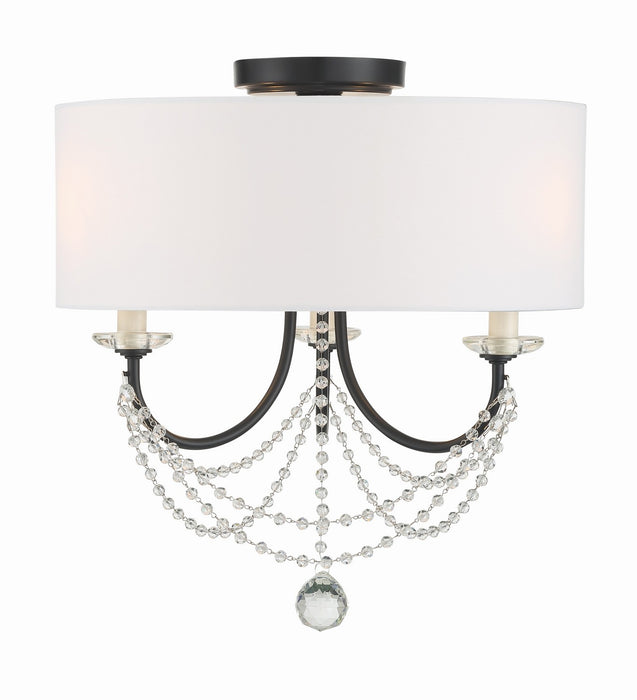 Crystorama DEL-90803-MK_CEILING Three Light Semi Flush Mount, Matte Black