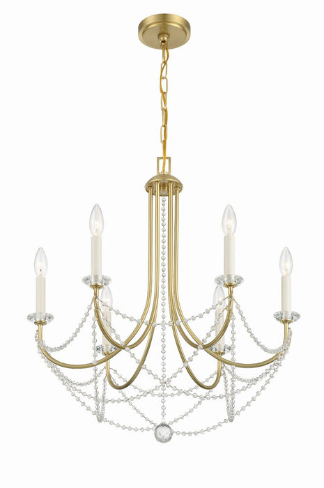 Crystorama DEL-90806-AG Six Light Chandelier, Aged Brass