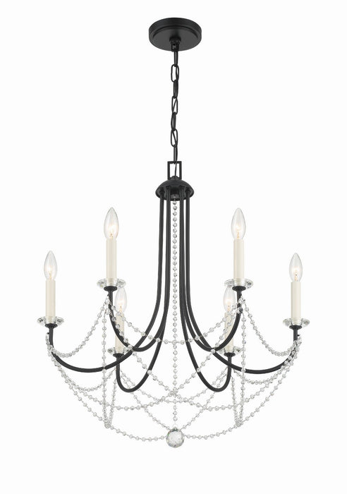 Crystorama DEL-90806-MK Six Light Chandelier, Matte Black
