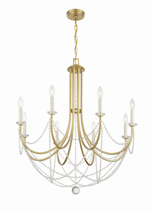 Crystorama DEL-90808-AG Eight Light Chandelier, Aged Brass