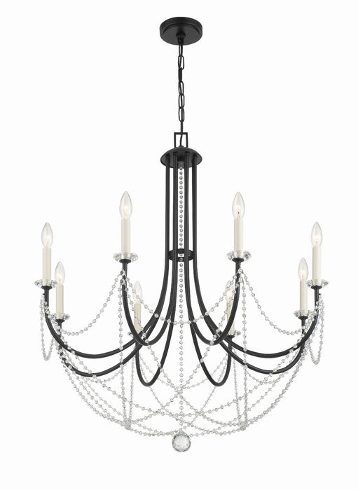 Crystorama DEL-90808-MK Eight Light Chandelier, Matte Black