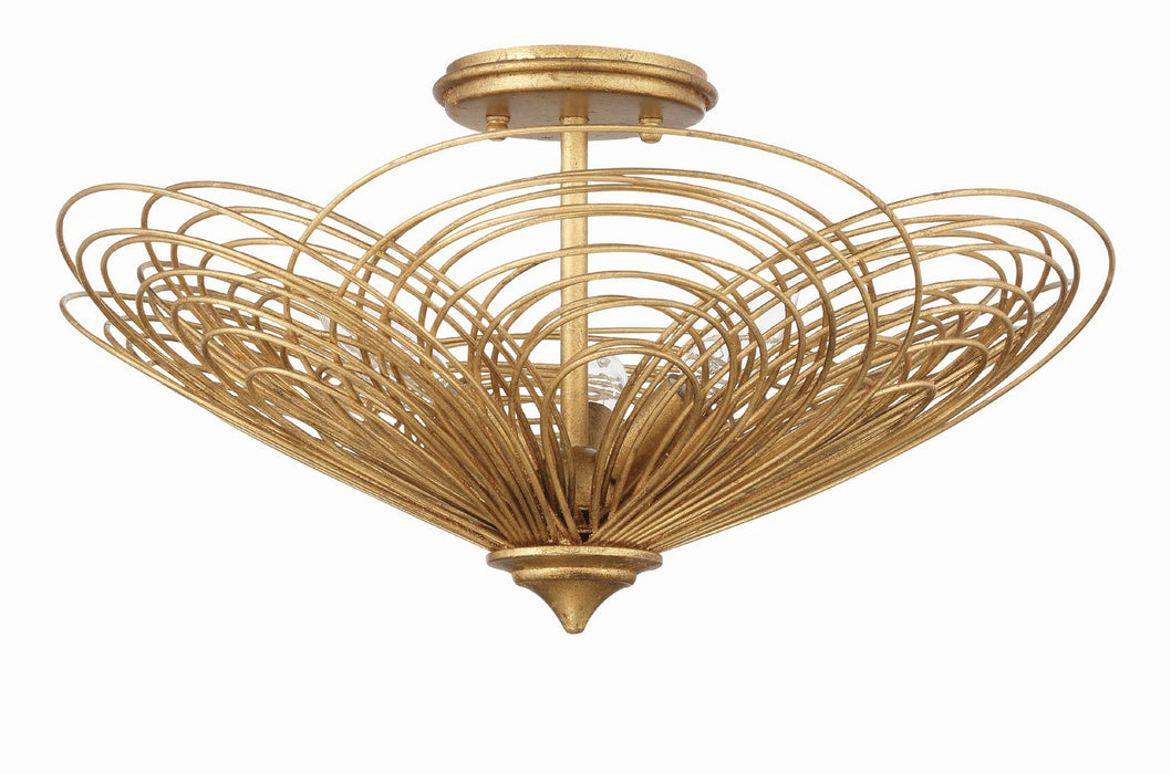 Crystorama DOR-B7703-RG Three Light Semi Flush Mount, Renaissance Gold
