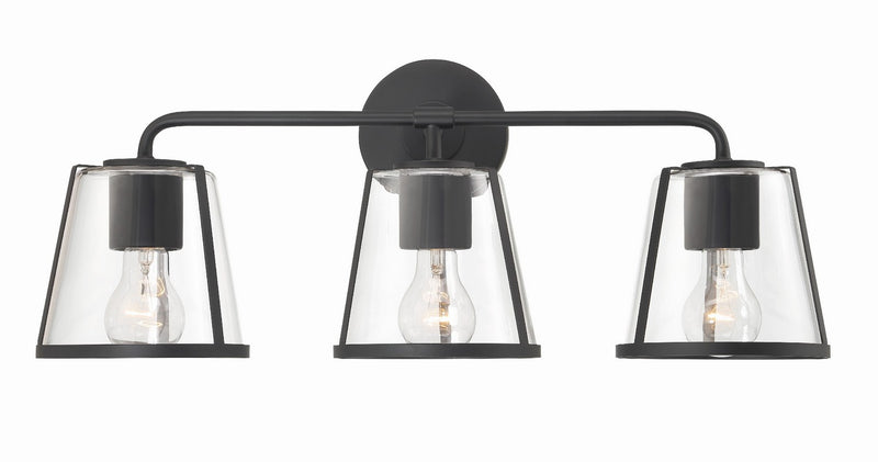 Crystorama FUL-913-BK-CL Three Light Bath, Black