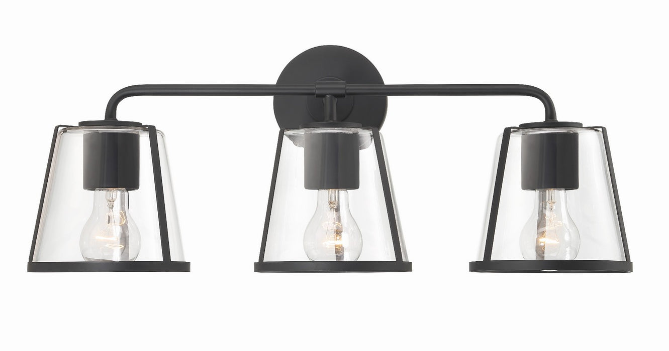 Crystorama FUL-913-BK-CL Three Light Bath, Black