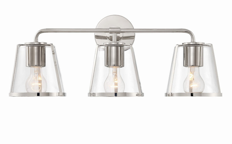 Crystorama FUL-913-PN-CL Three Light Bath, Polished Nickel
