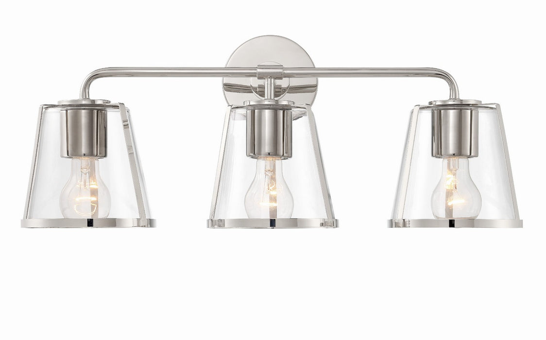 Crystorama FUL-913-PN-CL Three Light Bath, Polished Nickel