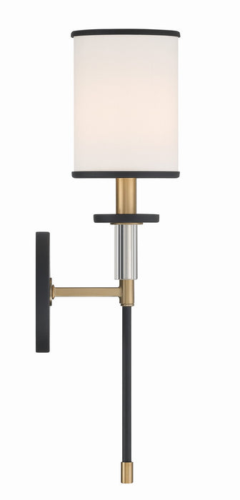 Crystorama HAT-471-BF-VG One Light Wall Sconce, Black Forged + Vibrant Gold