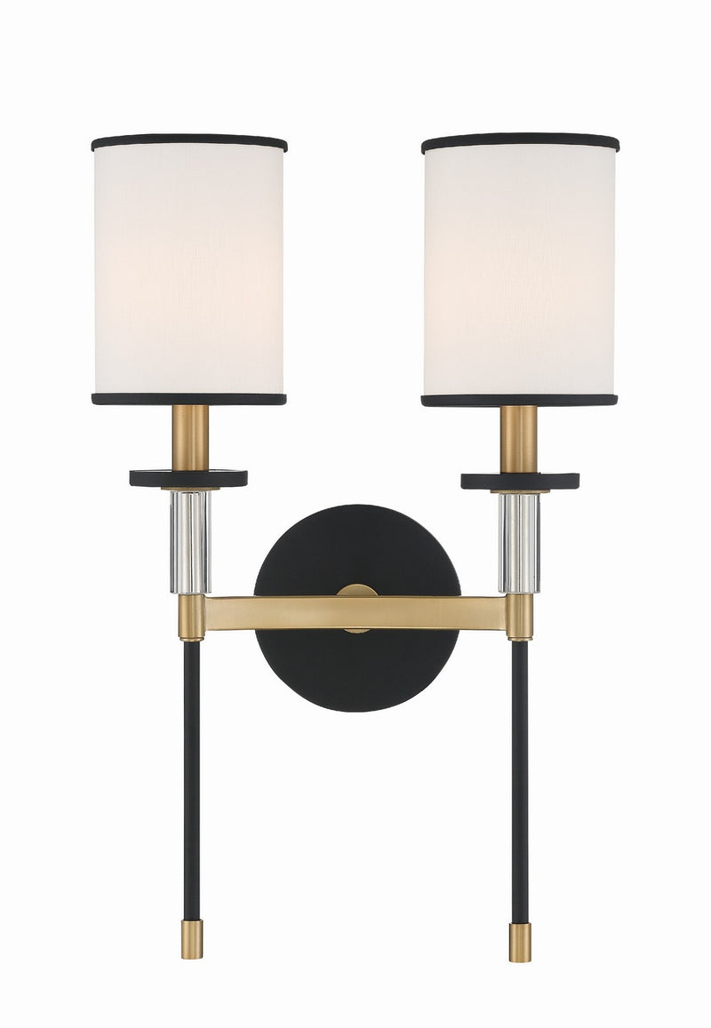 Crystorama HAT-472-BF-VG Two Light Wall Sconce, Black Forged + Vibrant Gold