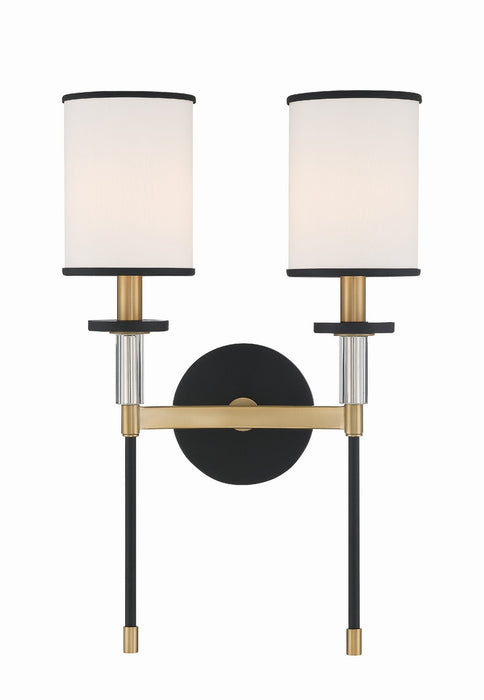 Crystorama HAT-472-BF-VG Two Light Wall Sconce, Black Forged + Vibrant Gold