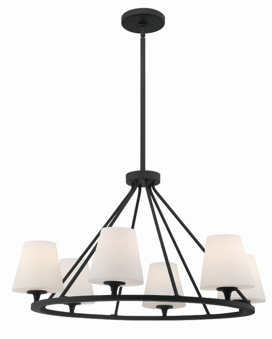 Crystorama KEE-A3006-BF Six Light Chandelier, Black Forged