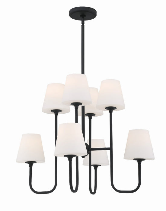 Crystorama KEE-A3008-BF Eight Light Chandelier, Black Forged