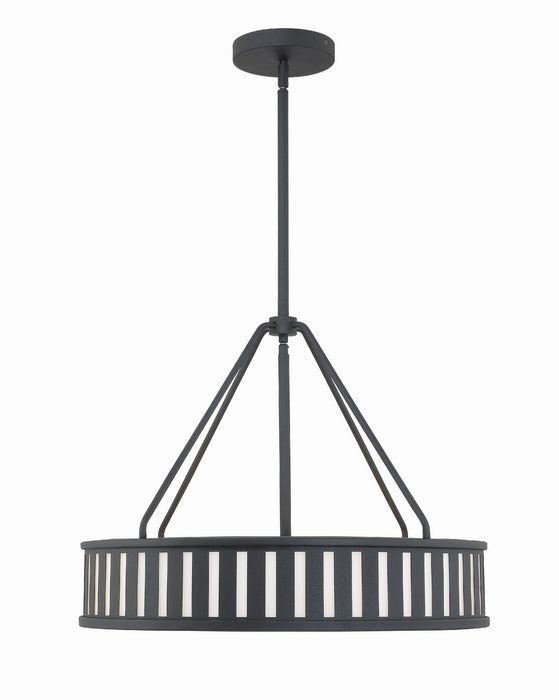 Crystorama KEN-8304-BF Four Light Pendant, Black Forged