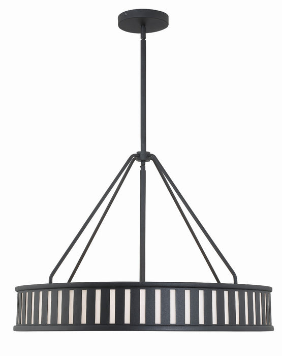 Crystorama KEN-8306-BF Six Light Pendant, Black Forged