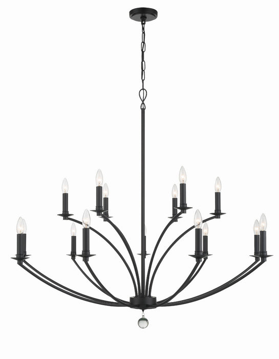 Crystorama MIL-8015-BK 15 Light Chandelier, Black