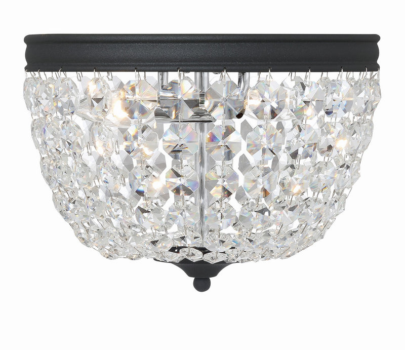 Crystorama NOL-312-BF-CL-MWP Two Light Flush Mount, Black Forged