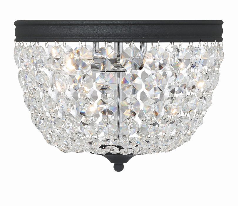 Crystorama NOL-312-BF-CL-MWP Two Light Flush Mount, Black Forged