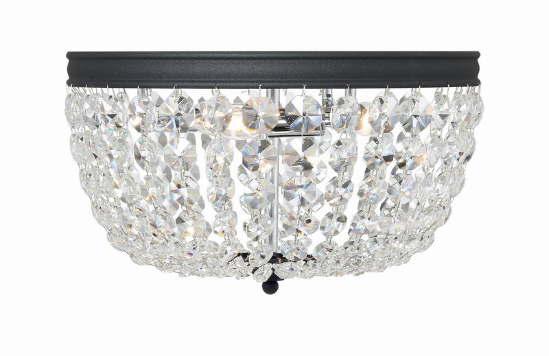 Crystorama NOL-314-BF-CL-MWP Three Light Flush Mount, Black Forged