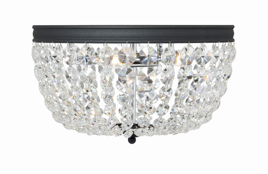 Crystorama NOL-314-BF-CL-MWP Three Light Flush Mount, Black Forged