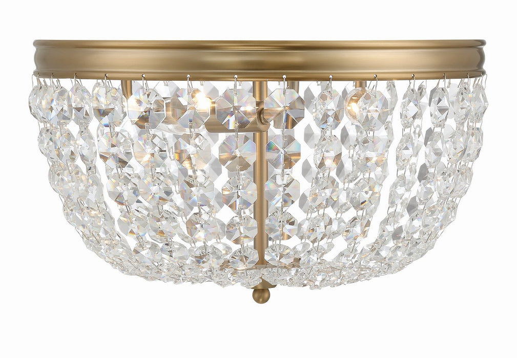 Crystorama NOL-314-VG-CL-MWP Three Light Flush Mount, Vibrant Gold
