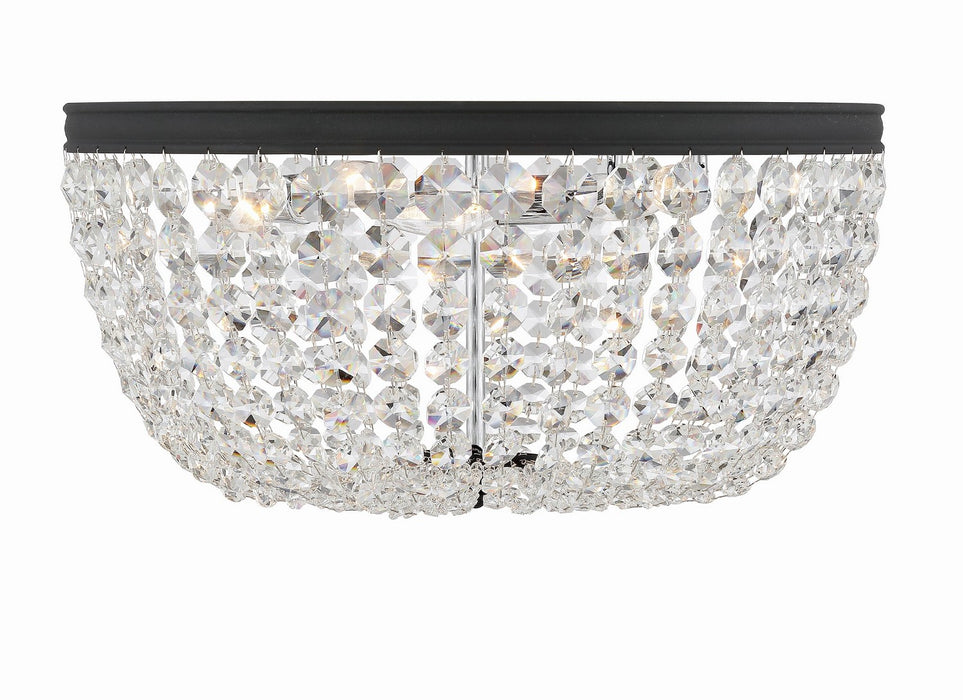 Crystorama NOL-320-BF-CL-MWP Five Light Flush Mount, Black Forged